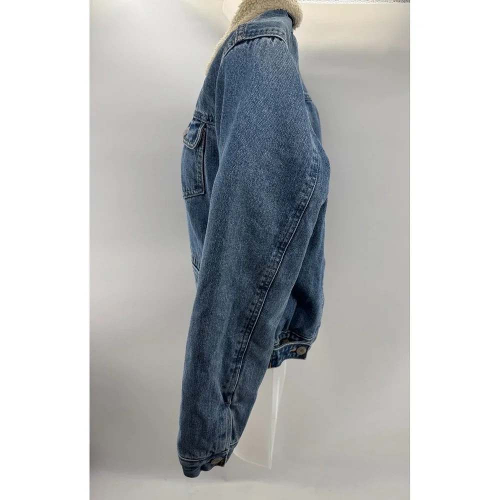 GAP Denim Sherpa Lined Womens Jean Trucker Snap Jacket Retro Size‎ Small